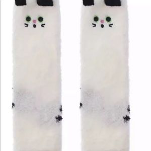 Fleece Socks Plush Kitty White Cat Women Cartoon